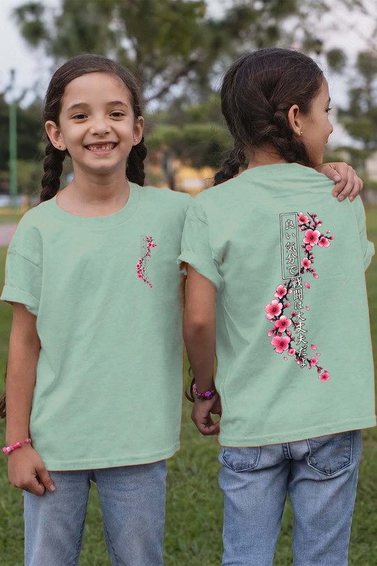 Cherry Blossom Hannya Warrior - Tshirt Fille AR CR - FC-VERT D'EAU