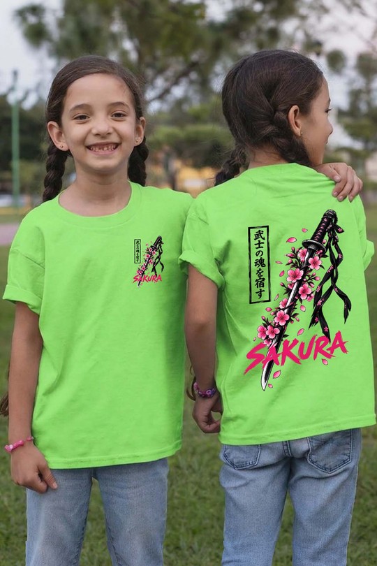 Sword Soul Samurai - Tshirt Fille AR CR - FC-VERT CLAIR