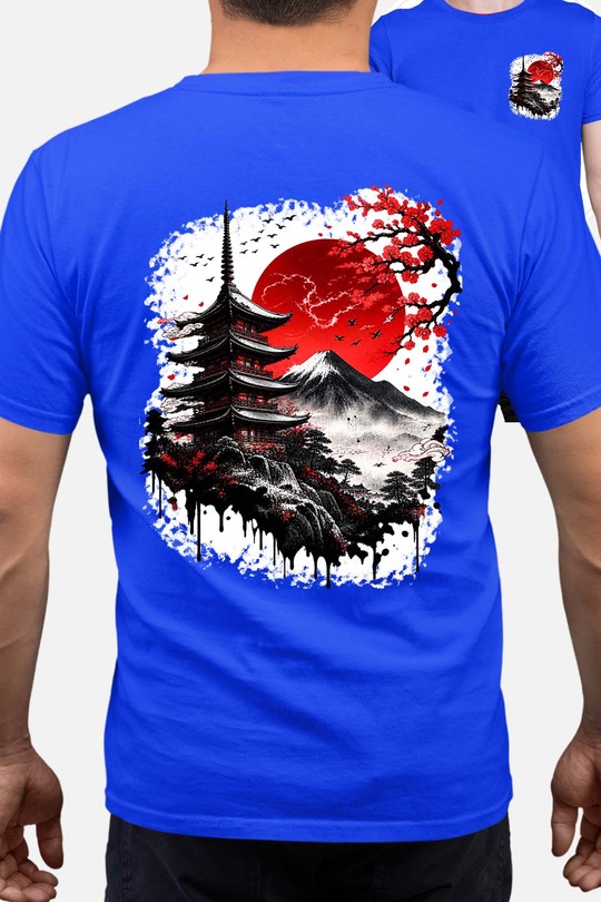 Red Sun sakura - Tshirt Homme AR CR-BLEU ROI