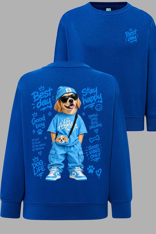 Go best day - Sweat Col Rond Homme AR CR-BLEU ROI
