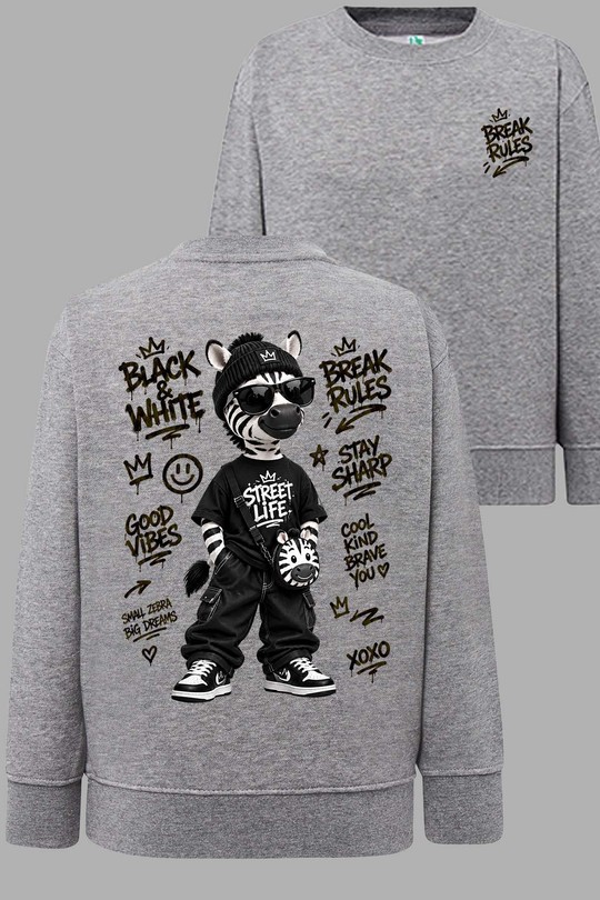go black white - Sweat Col Rond Homme AR CR-GRIS