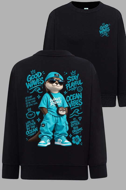 GO good waves - Sweat Col Rond Homme AR CR-NOIR