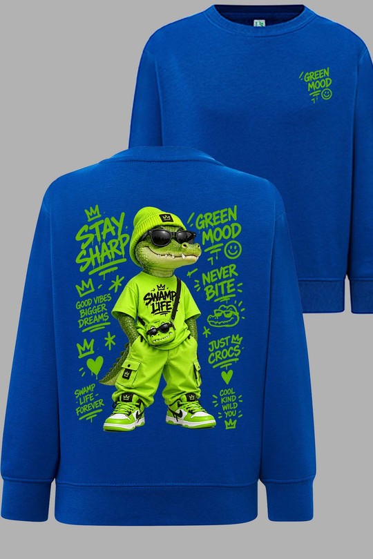 GO green mood - Sweat Col Rond Homme AR CR-BLEU ROI