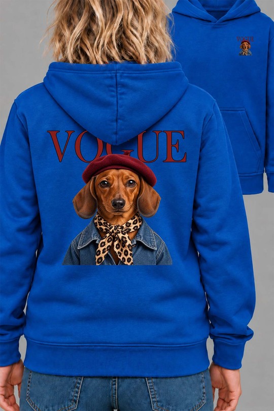 01 dog vogue - Sweat Capuche Femme AR CR-BLEU ROI