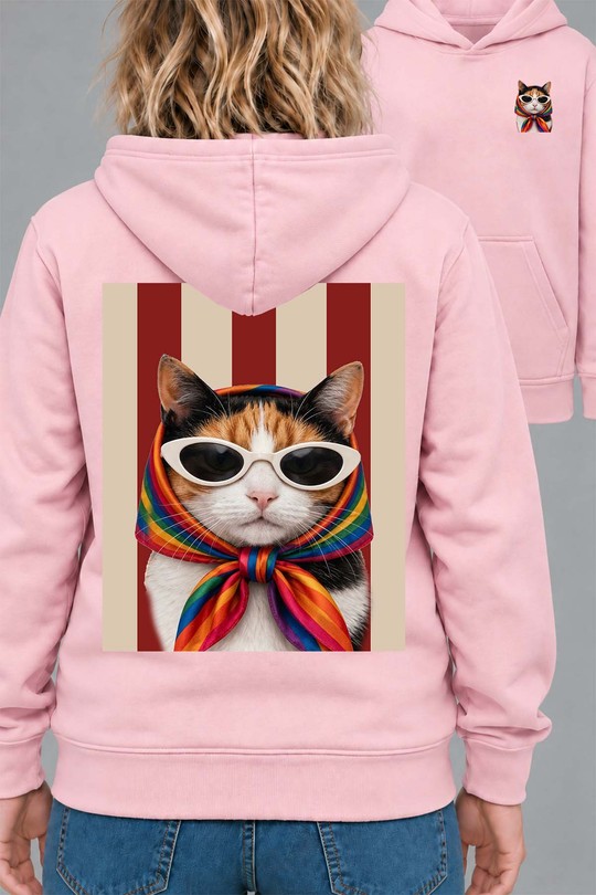 chat foular - Sweat Capuche Femme AR CR-ROSE