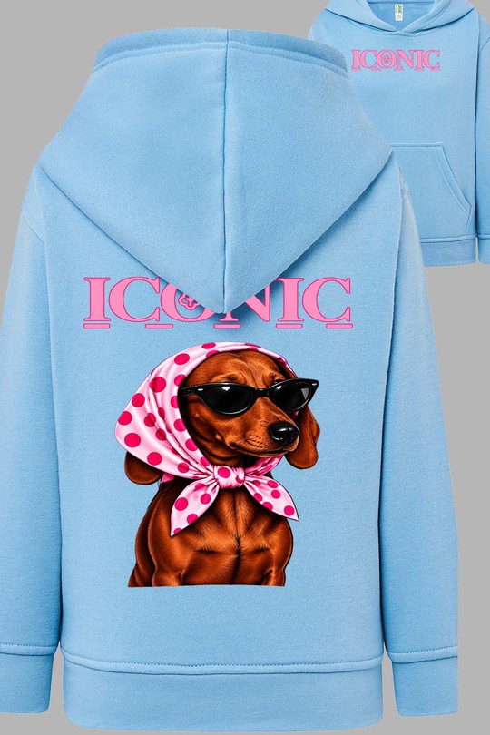 Dachshund glamour Iconic - Sweat Capuche Femme AR-BLEU CIEL