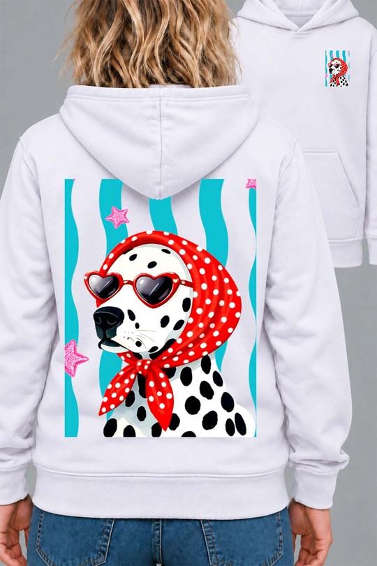Dalmatien foulard - Sweat Capuche Femme AR CR-BLANC