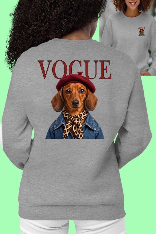 01 dog vogue - Sweat Col Rond Femme AR CR-GRIS