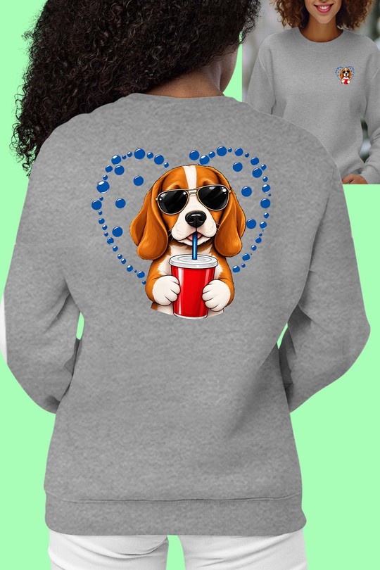 Bleu Dog Bubble - Sweat Col Rond Femme AR CR-GRIS