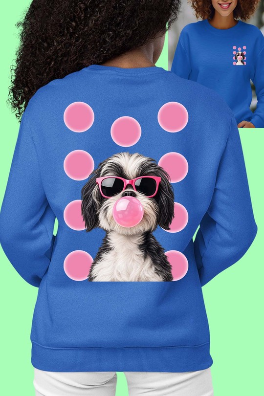 Bubble chwing dog - Sweat Col Rond Femme AR CR-BLEU ROI