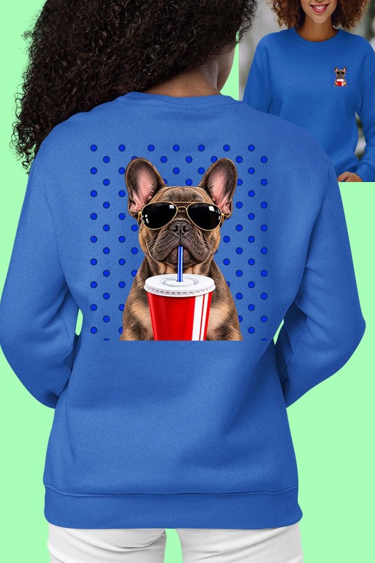 dog glasses d - Sweat Col Rond Femme AR CR-BLEU ROI