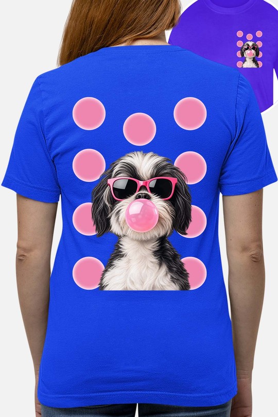 Bubble chwing dog - Tshirt Femme AR CR-BLEU ROI