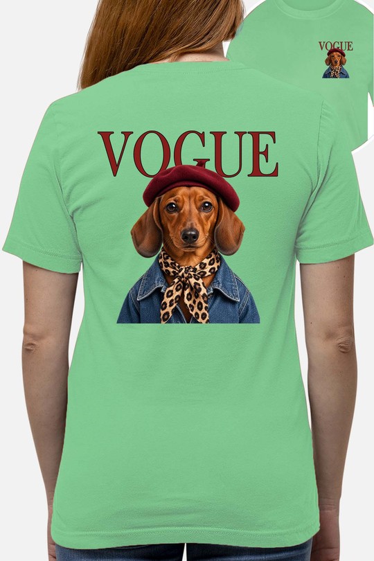 01 dog vogue - Tshirt Femme AR CR - FC-VERT D'EAU
