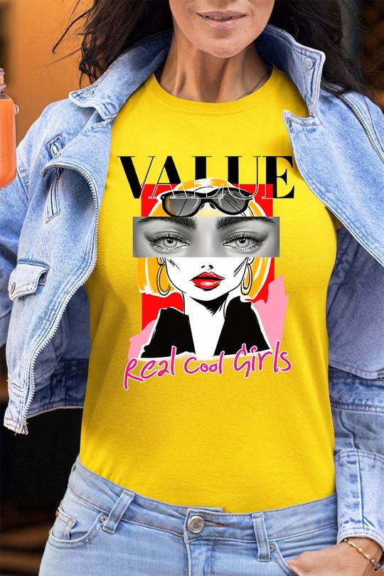 value Cool girl - Tshirt Femme - FC-JAUNE