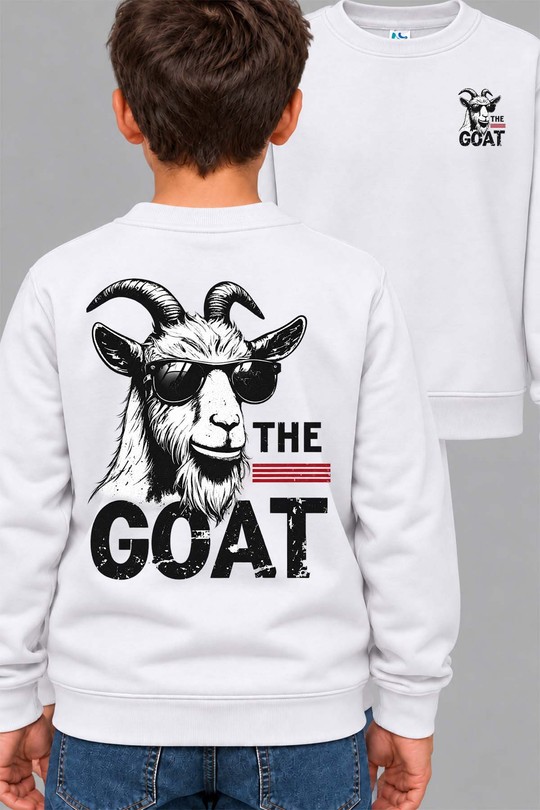 The goat B&N - Sweat Col Rond Garçon AR CR-BLANC