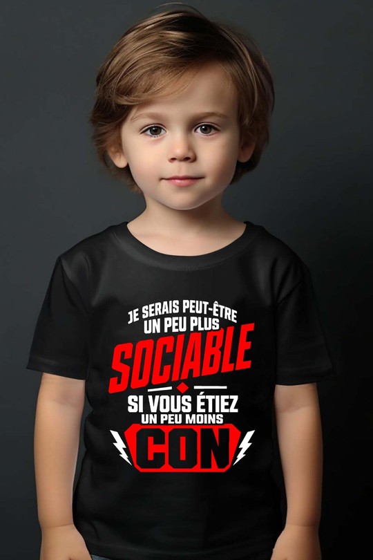 sociable con - Tshirt Garçon-NOIR