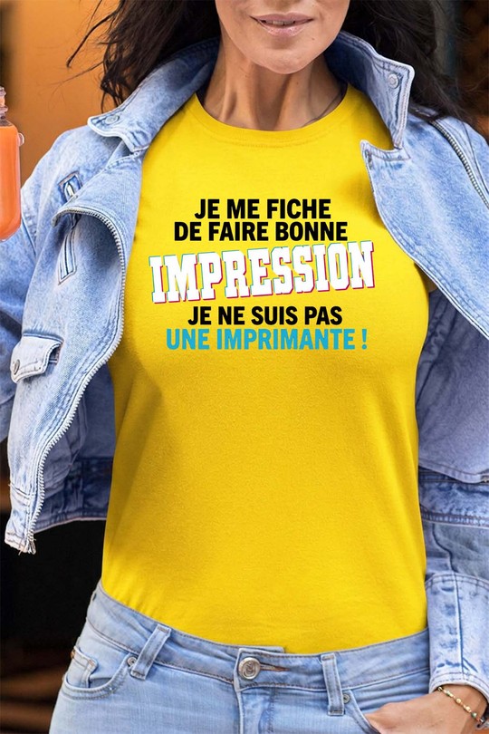 Bonne impression Imprimante - Tshirt Femme - FC-JAUNE