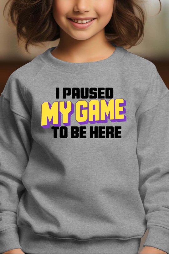 To Be here Game - Sweat Col Rond Fille-GRIS
