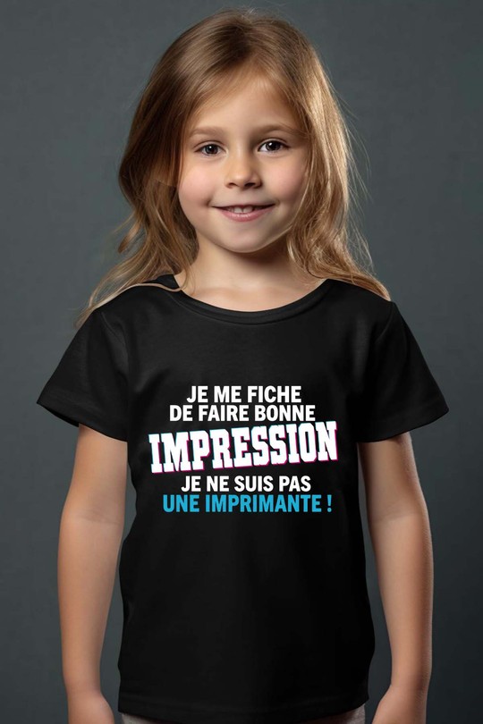 Bonne impression Imprimante - Tshirt Fille-NOIR