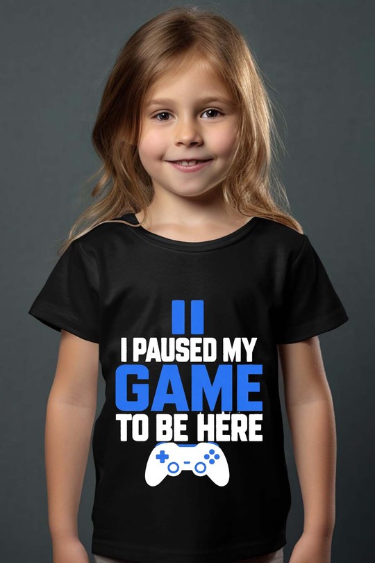 I paused Game - Tshirt Fille-NOIR