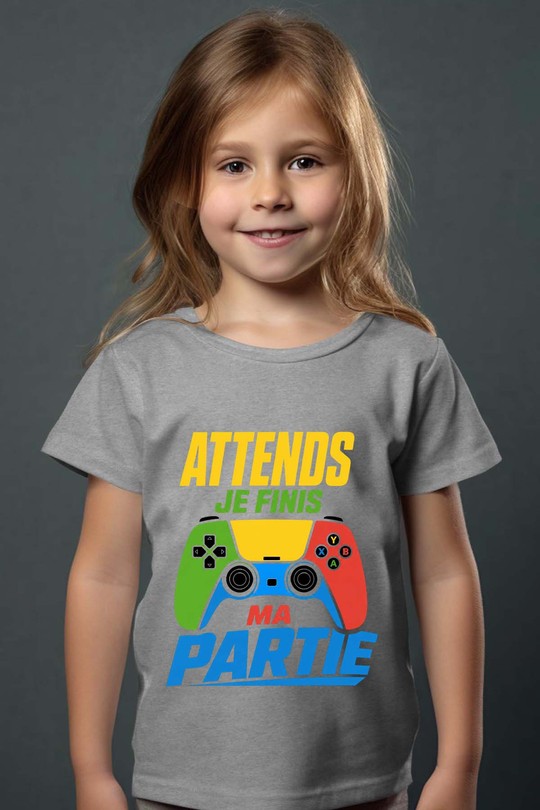 Ma Partie Manette - Tshirt Fille-GRIS