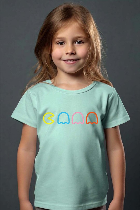 Eat PacMan - Tshirt Fille - FC-VERT D'EAU