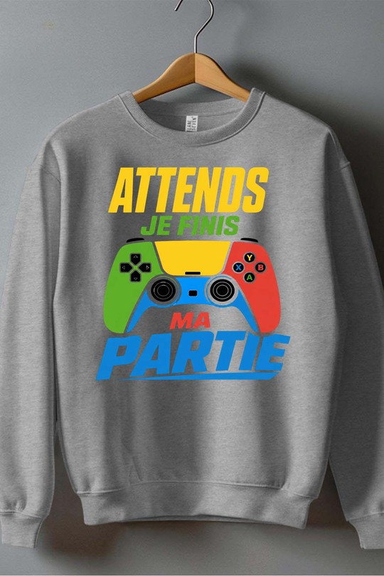Ma Partie Manette - Sweat Col Rond Garçon-GRIS