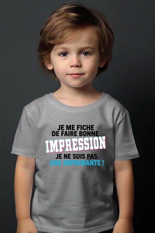 Bonne impression Imprimante - Tshirt Garçon-GRIS