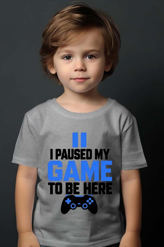 I paused Game - Tshirt Garçon-GRIS