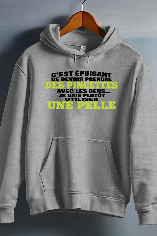 Prendre Pincettes pelle - Sweat capuche Homme-GRIS