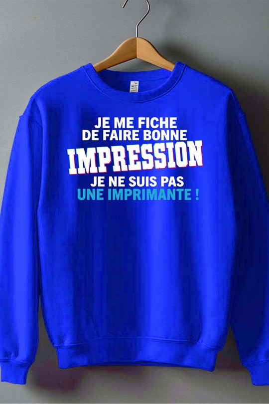 Bonne impression Imprimante - Sweat Col Rond Homme-BLEU ROI