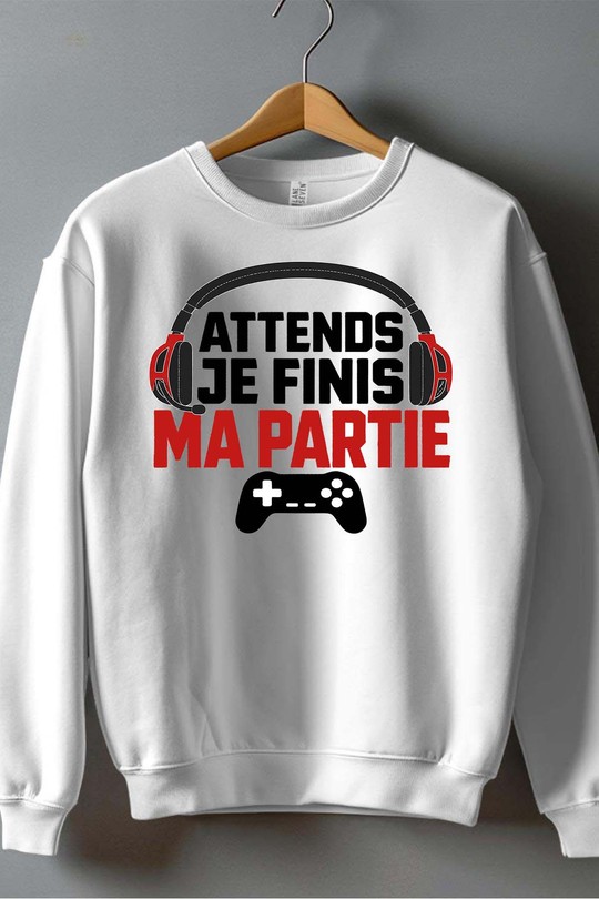 Fini ma Partie - Sweat Col Rond Homme-BLANC