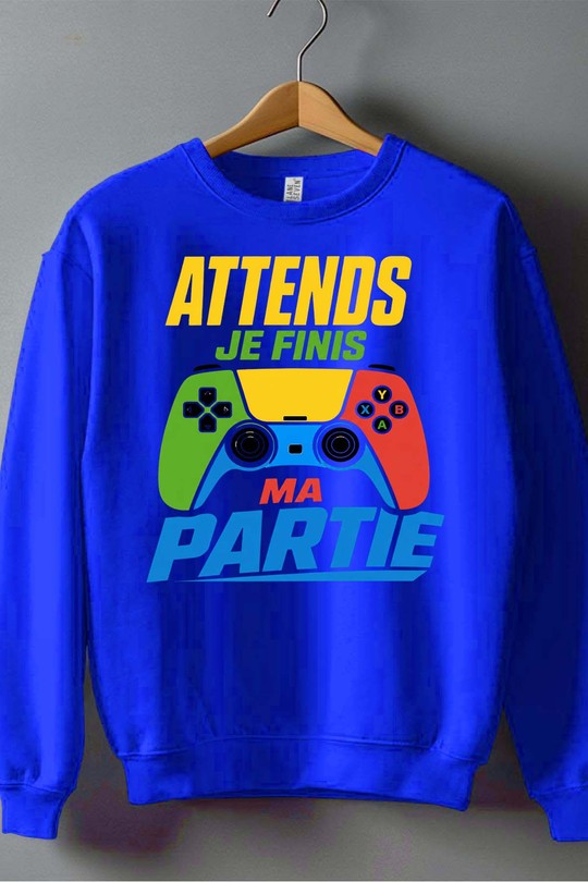 Ma Partie Manette - Sweat Col Rond Homme-BLEU ROI
