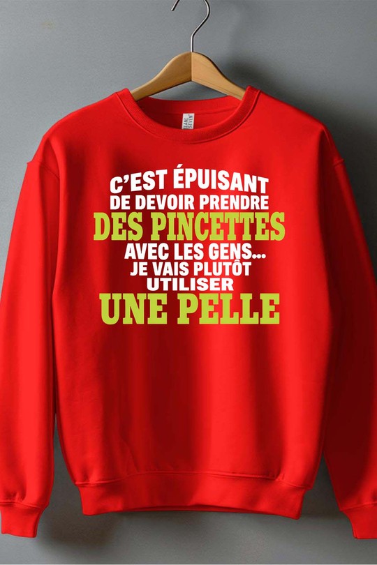 Prendre Pincettes pelle - Sweat Col Rond Homme-ROUGE