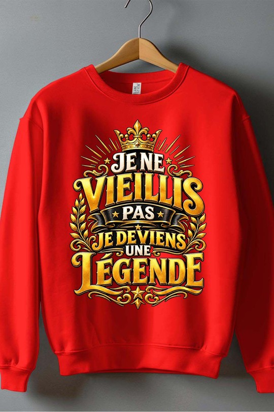 vieilli pas legende - Sweat Col Rond Homme-ROUGE