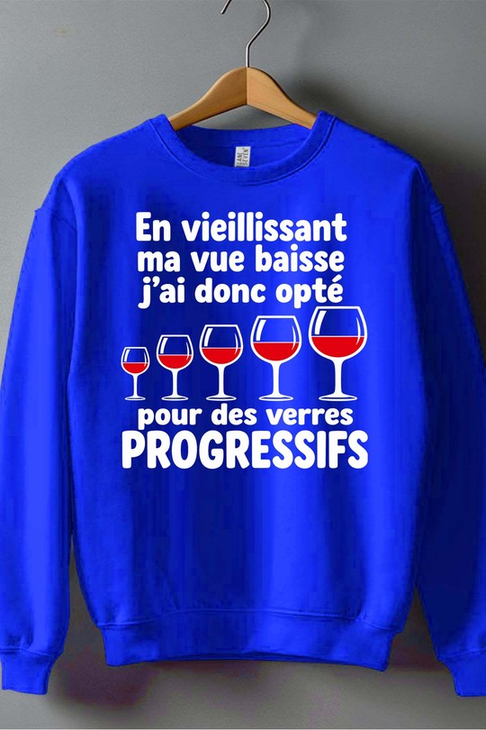 vue verre progressif - Sweat Col Rond Homme-BLEU ROI