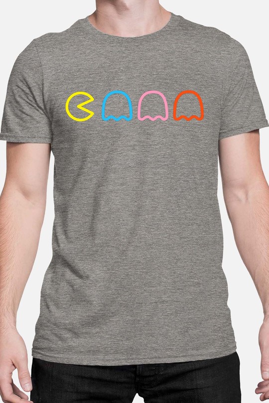 Eat PacMan - Tshirt Homme-GRIS