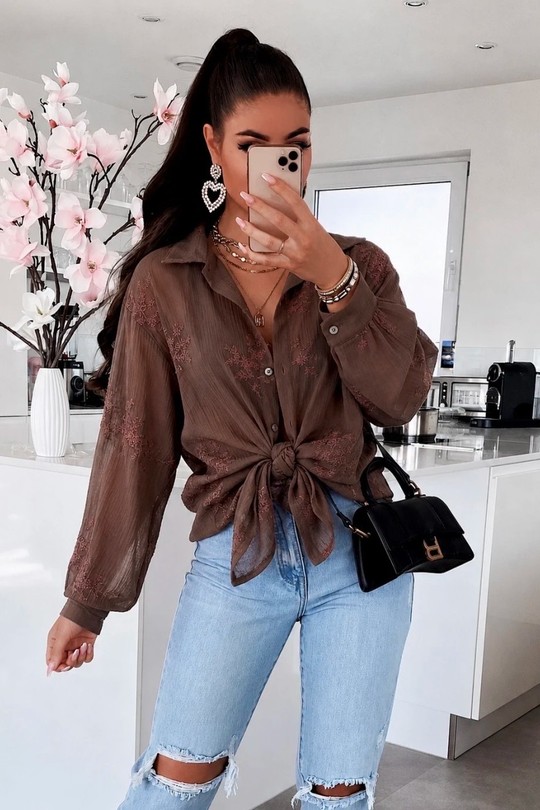 88320FLEURS-BRUN FONCÉ