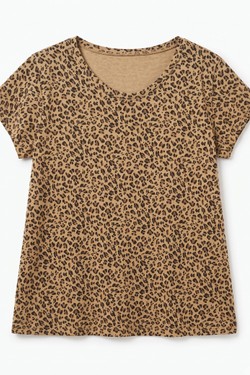 6232T-shirt à Imprimé Léopard-CAMEL