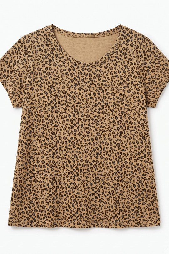6232T-shirt à Imprimé Léopard-CAMEL