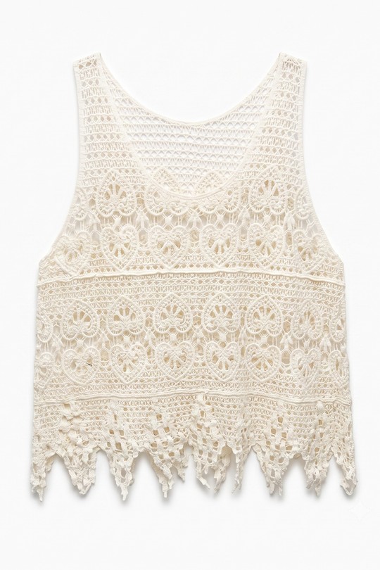 1111_Top en Crochet Ajouré-BLANC