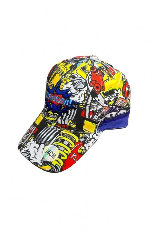 CASQUETTE VROOM JAUNE LOGO BLEU NUIT-JAUNE