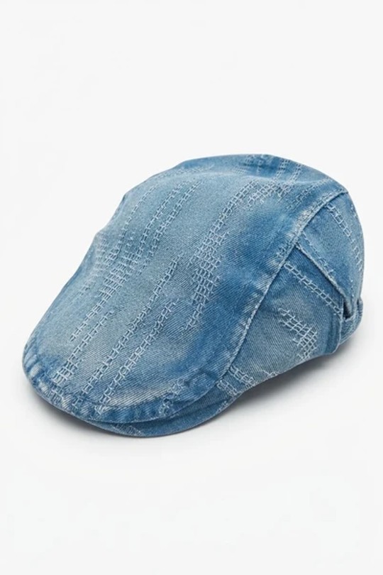 Béret jean effet légèrement déchiré-BLEU CIEL
