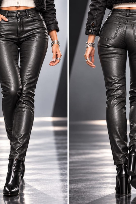 ONYX FIT – PANTALON SLIM EN SIMILI CUIR-NOIR