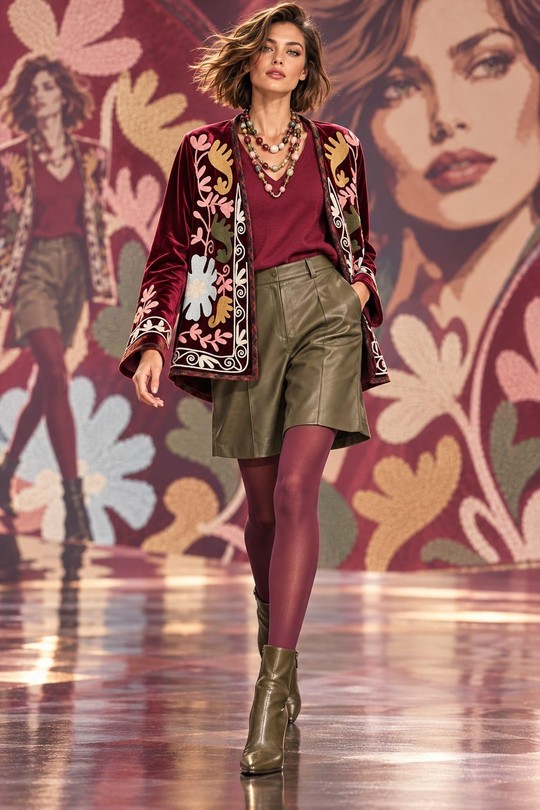 URBAN LEATHER – BERMUDA EN SIMILI CUIR-BORDEAUX