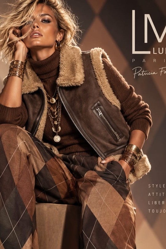MONTANA SHEARLING – GILET SANS MANCHES FAÇON PEAU RETOURNÉE-BRUN