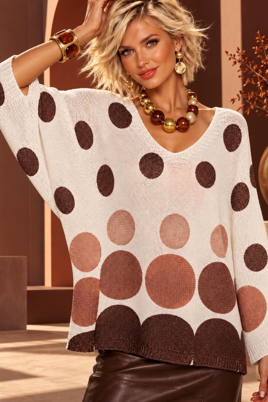 DOT FLOW – PULL OVERSIZE A POIS-BLANC