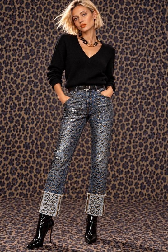 GOLD WILD - JEAN LAQUE LEOPARD-DENIM