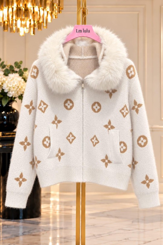 SOFT MONOGRAM - GILET ZIPPE FOURRURE-BLANC