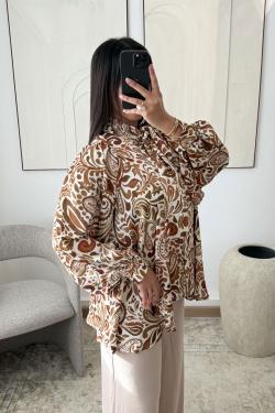 CHEMISE LINAË H564-2-MARRON